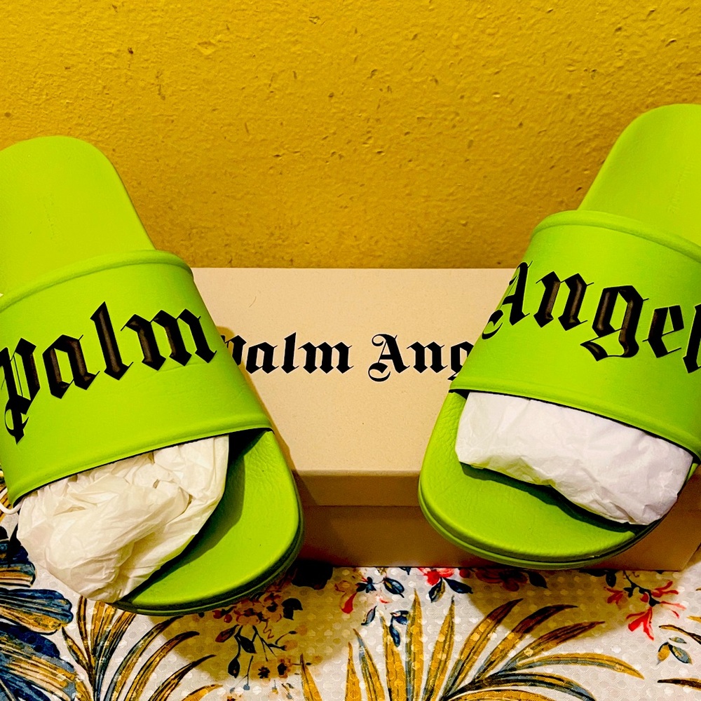 Never Worn Palm Angels Lime Green Slides (45)